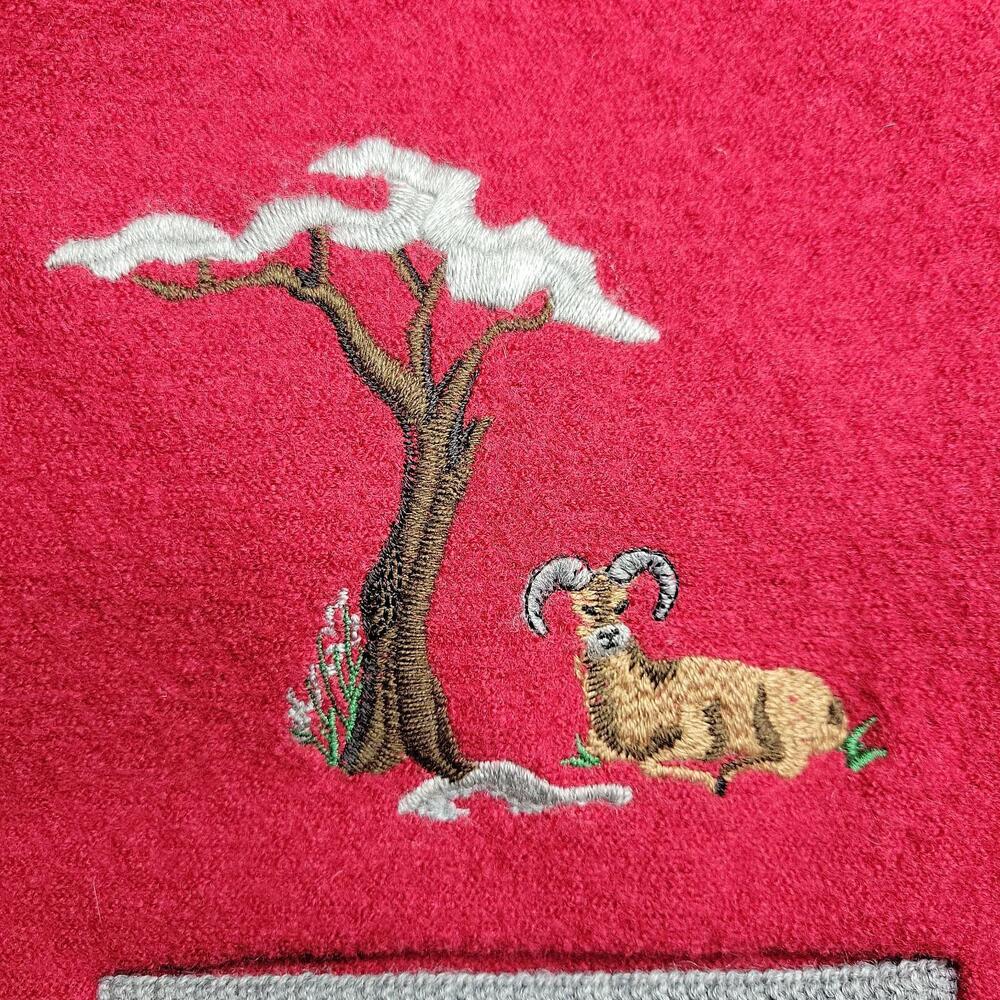 GEIGER Sweater 38 Red Wool Embroidered Goats Nature Button Up Jacket Austria - Picture 4 of 9